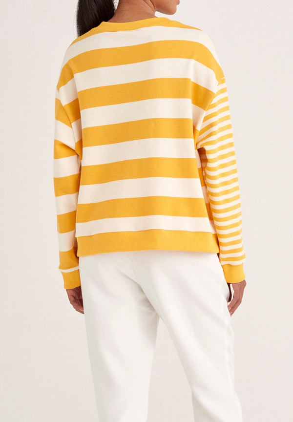 Paisie Contrast Stripe Sweatshirt in Yellow and Cream Back